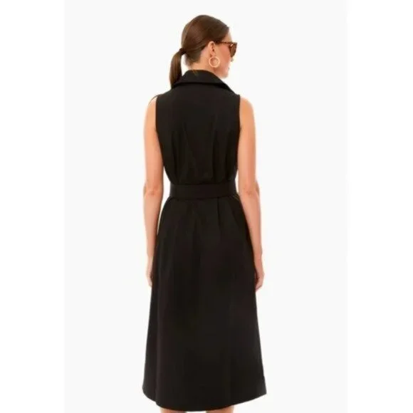 Tuckernuck NEW Black Sleeveless Button Down Chamberlin Shirt Midi Dress Size M - Picture 4 of 11